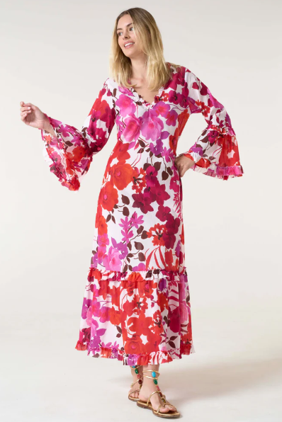 Flamenco Pink Long Indi Dress
