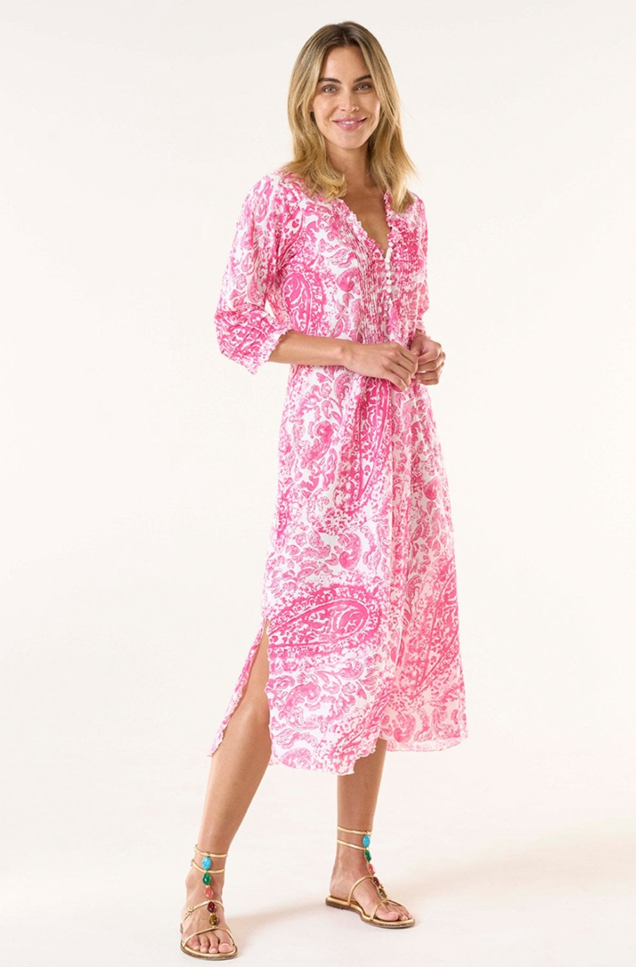 Hydra Pink Long Poppy Dress