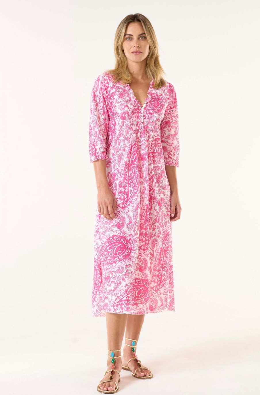 Hydra Pink Long Poppy Dress