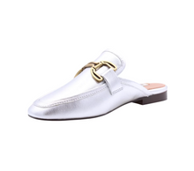 Load image into Gallery viewer, Silver Leather Backless Loafer
