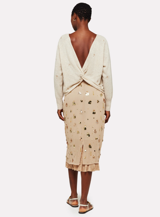 Embroidery Palm Twist Boat Neck