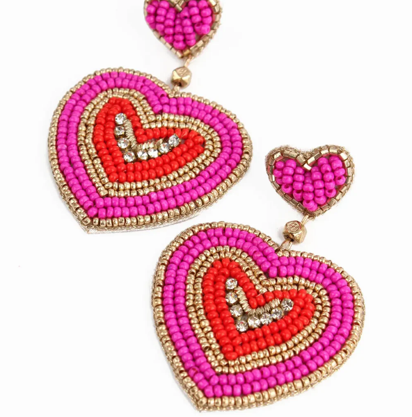 Pink Ripple Heart Earrings