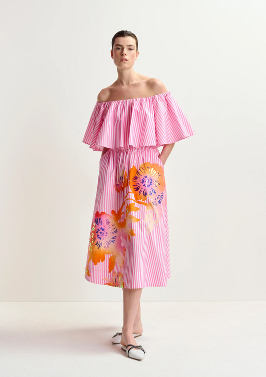 Hemini Foil Print Wide Skirt