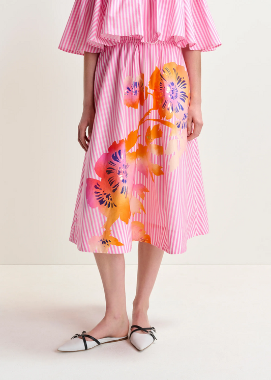 Hemini Foil Print Wide Skirt