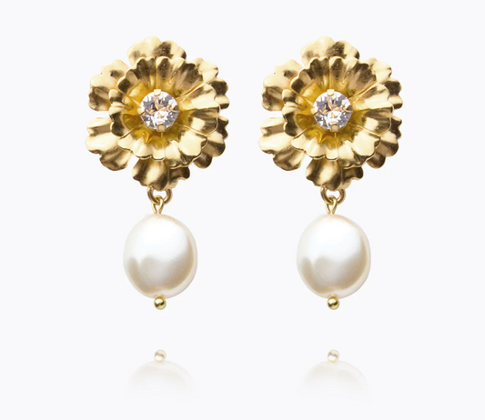 Blossom pearl earrings gold