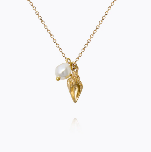 Shell pearl necklace gold