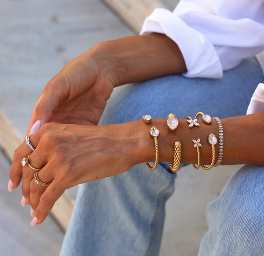 Navette crystal bracelet gold