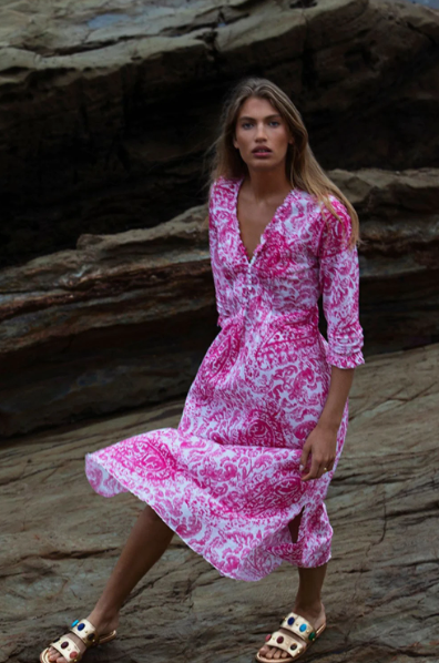 Hydra Pink Long Poppy Dress