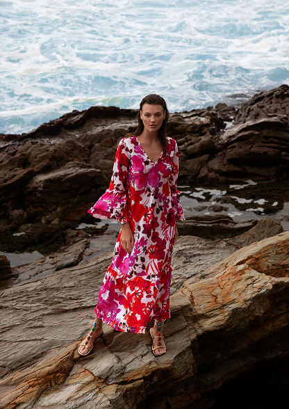 Flamenco Pink Long Indi Dress