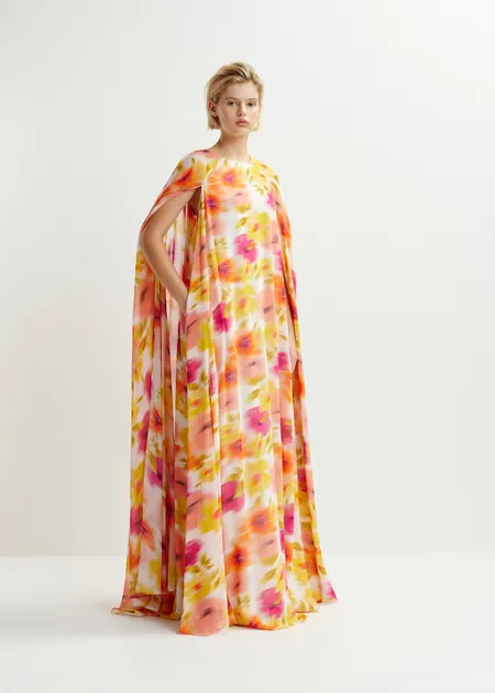 RENTAL Henley floor length cape dress