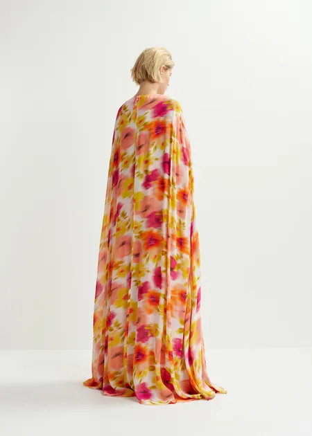 RENTAL Henley floor length cape dress