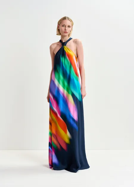RENTAL Halinki knot detail maxi dress