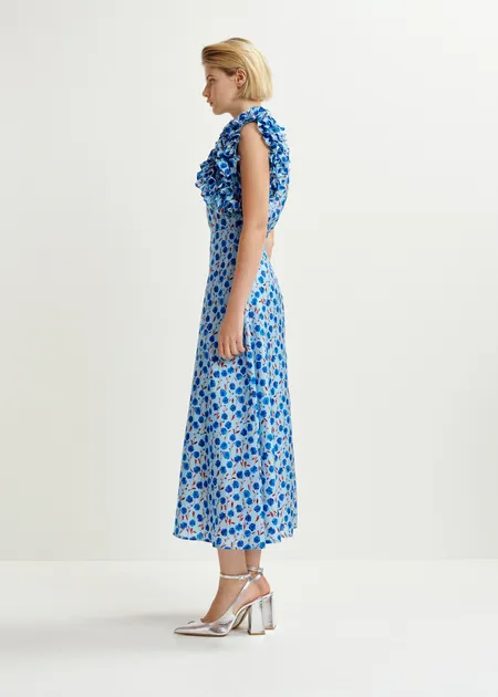 RENTAL Hexico multi ruffle midi dress