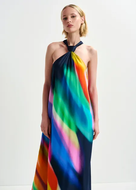 RENTAL Halinki knot detail maxi dress