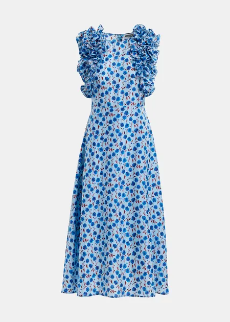 RENTAL Hexico multi ruffle midi dress
