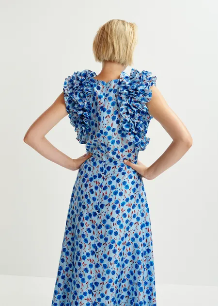 RENTAL Hexico multi ruffle midi dress