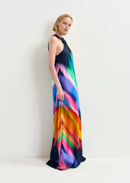 RENTAL Halinki knot detail maxi dress