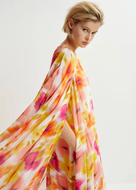RENTAL Henley floor length cape dress