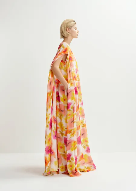 RENTAL Henley floor length cape dress