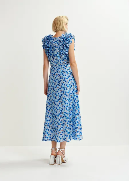 RENTAL Hexico multi ruffle midi dress